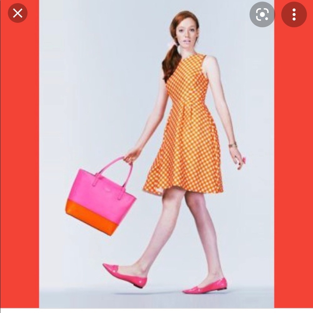 Orange gingham Kate Spade fit and flare dress